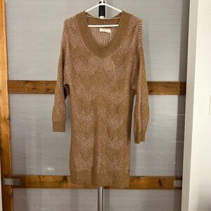 NWT Cream Aliette Alpaca Blended Pullover Sweater Dress Toasted‎ Rose Brown Sz M
